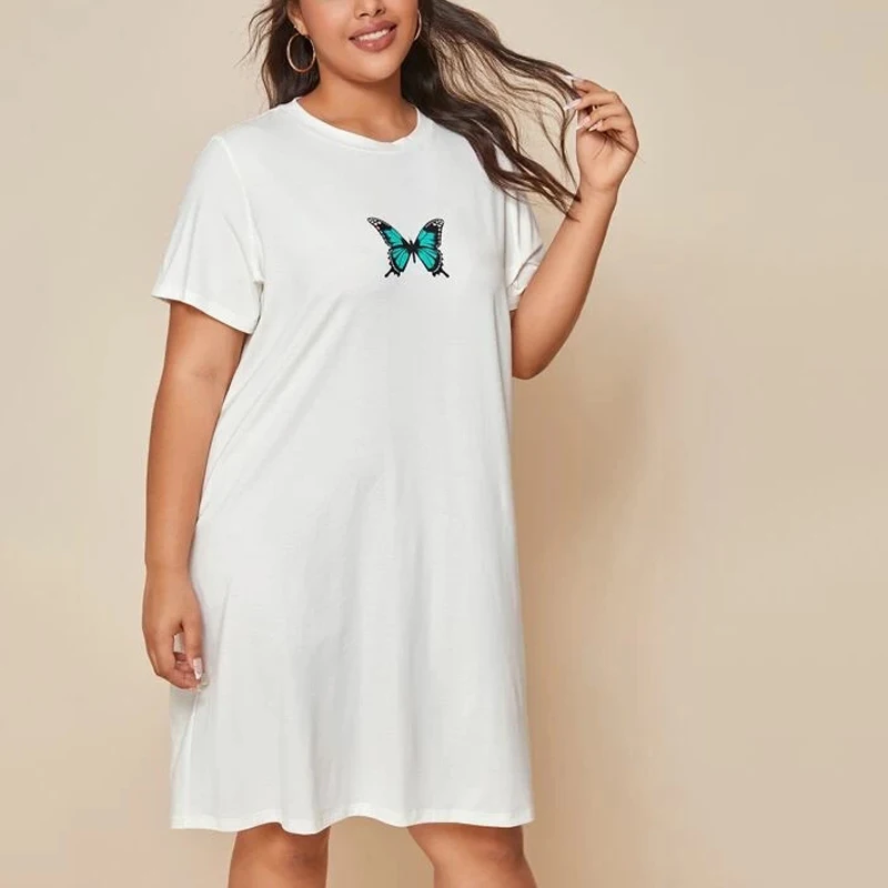Casual White Straight Midi Round Neck Summer Pullover Plus size custom graphic Butterfly Print tshirt Dress Women, Customized color
Casual White Straight Midi Round Neck Summer Pullover Plus size custom graphic Butterfly Print tshirt Dress Women, Customized color