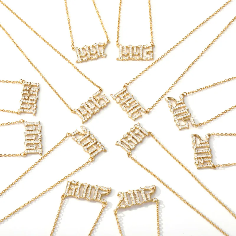 Go Party hot wholesale stainless steel letter diamond necklace birth year necklace, Gold
Go Party hot wholesale stainless steel letter diamond necklace birth year necklace, Gold