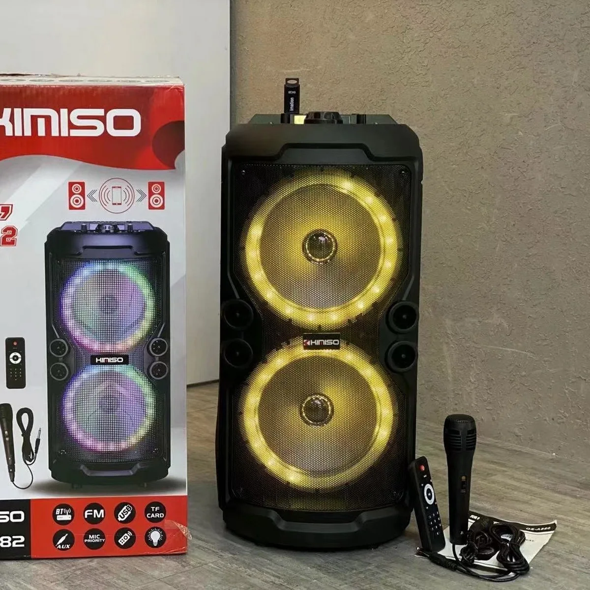 QS-A282 Amazon new arrival double 8 inch high capacity quality sound wireless speaker with wired microphone
QS-A282 Amazon new arrival double 8 inch high capacity quality sound wireless speaker with wired microphone