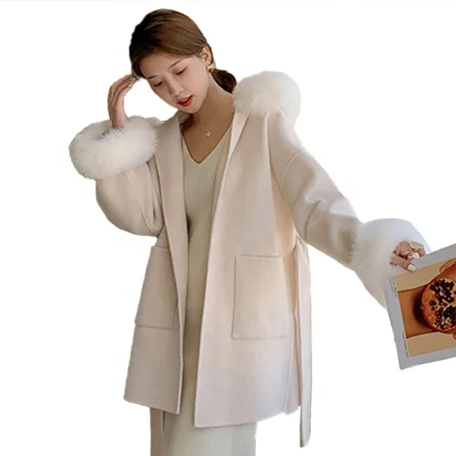 New Design Double Loose Size Wool Coats Women Cashmere Coat With Fur Fox Hood
New Design Double Loose Size Wool Coats Women Cashmere Coat With Fur Fox Hood