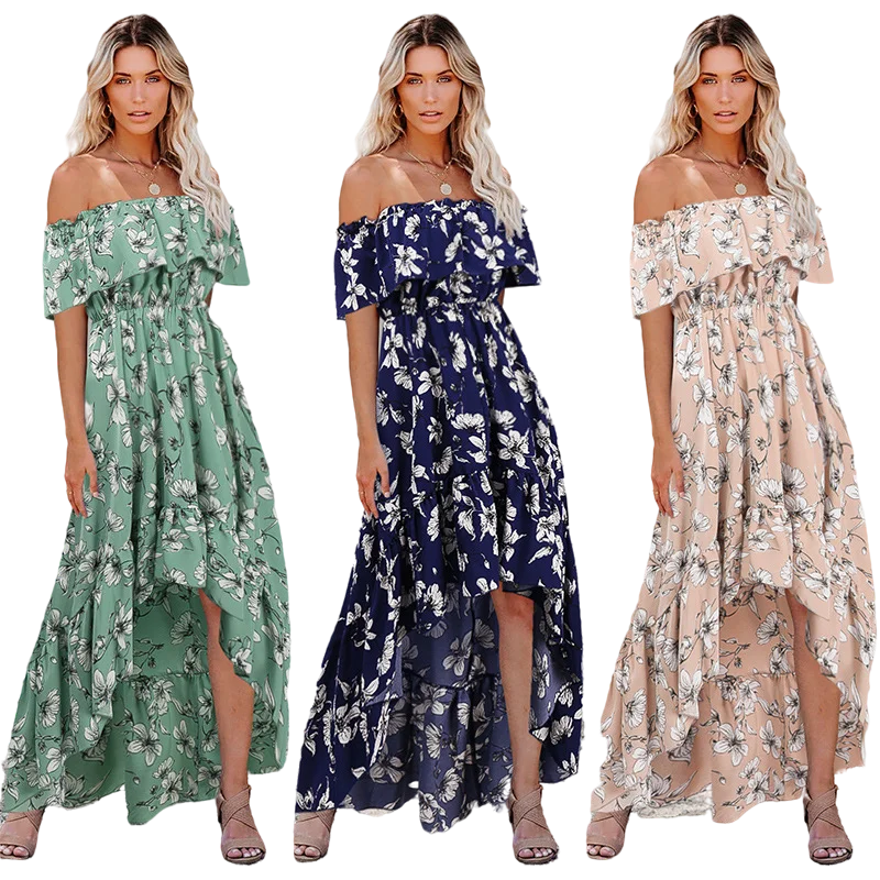 Fashion short sleeve off shoulder floral printing sun dresses women casual elegant casual dresses sexy sundress, As pictures shown
Fashion short sleeve off shoulder floral printing sun dresses women casual elegant casual dresses sexy sundress, As pictures shown