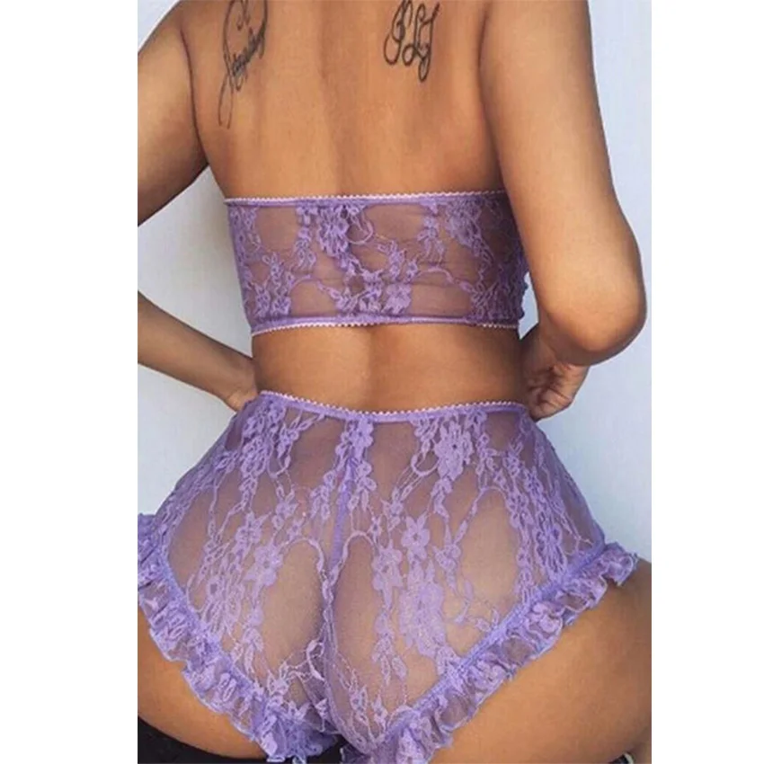 Popular Fashion Women Purple Lace Mesh Print Tube See Through Sleeveless Lingerie Set, Black
Popular Fashion Women Purple Lace Mesh Print Tube See Through Sleeveless Lingerie Set, Black