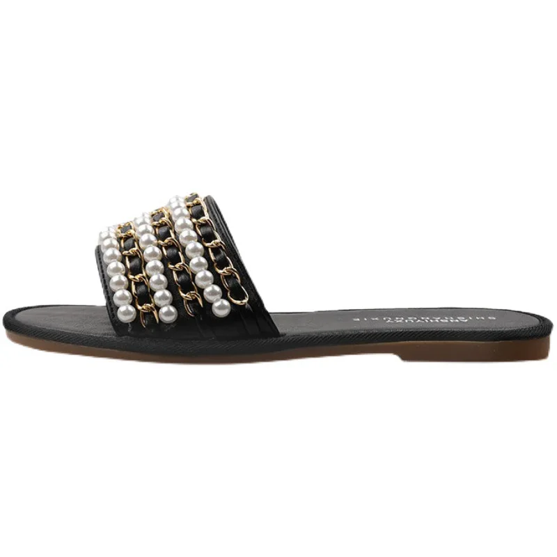 Custom 2021 new design fashion women sandals pearl decorative slipper anti-slip hard-wearing flat bottom slippers for women, Customized color
Custom 2021 new design fashion women sandals pearl decorative slipper anti-slip hard-wearing flat bottom slippers for women, Customized color
