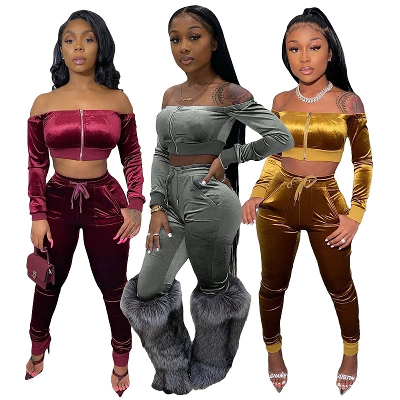 Women fall 2021 long sleeve crop top and jogger pants set velvet fall two piece sets for women
Women fall 2021 long sleeve crop top and jogger pants set velvet fall two piece sets for women