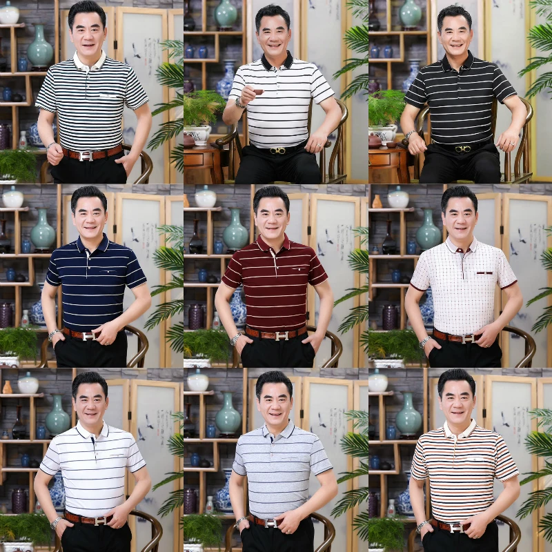 2021 new middle-aged and elderly men's striped lapel short-sleeved T-shirt summer dad wear fashionable men's T-shirt
2021 new middle-aged and elderly men's striped lapel short-sleeved T-shirt summer dad wear fashionable men's T-shirt