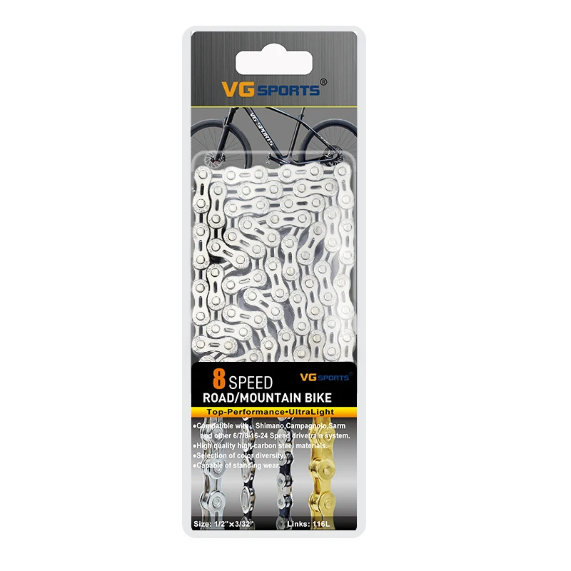 VG Sports 6 7 8 18 21 24 Speed Half Hollow Bicycle Chain for MTB Mountain Road Bike, Silver,gold,rainbow,gold silver,titanium gold
VG Sports 6 7 8 18 21 24 Speed Half Hollow Bicycle Chain for MTB Mountain Road Bike, Silver,gold,rainbow,gold silver,titanium gold