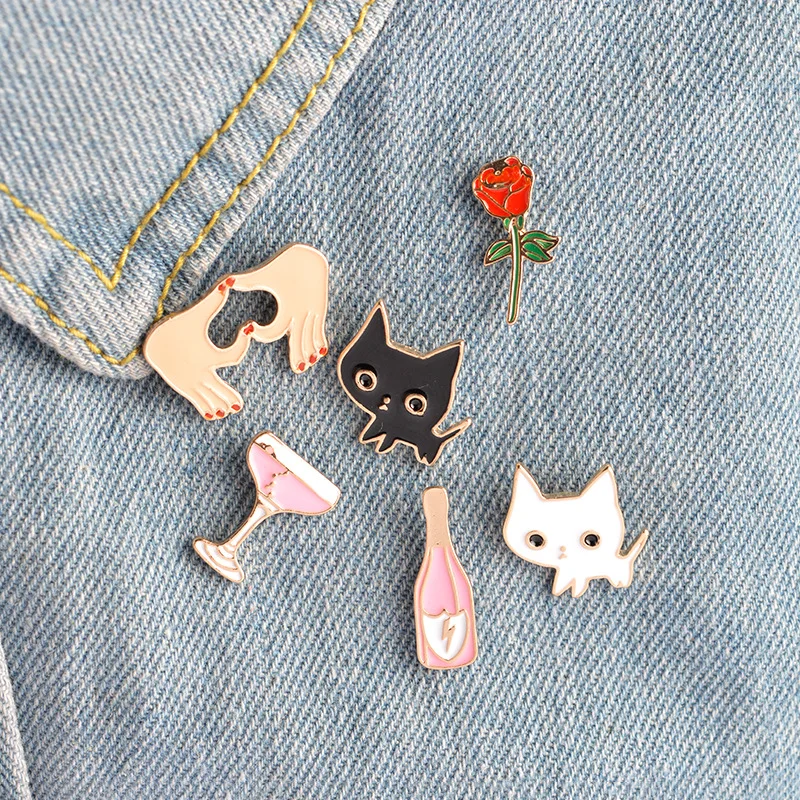 black white cat rose heart brooches enamel pin badge brooch backpack hats accessories
black white cat rose heart brooches enamel pin badge brooch backpack hats accessories