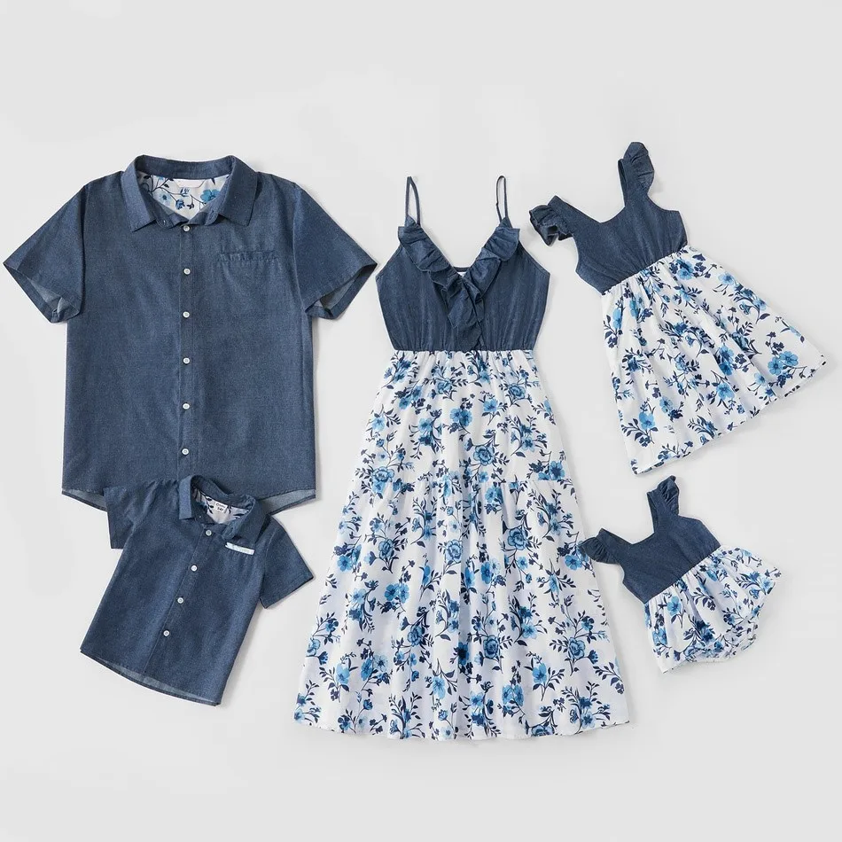Custom Summer Flower Jeans Clothing Outfits clothes Mother Daughter Dresses Father Boys T-shirts Baby Romper Family Matching Set, As picture
Custom Summer Flower Jeans Clothing Outfits clothes Mother Daughter Dresses Father Boys T-shirts Baby Romper Family Matching Set, As picture