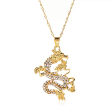 Wholesale gold plated hip hop necklace crystal dragon pendant necklace for man 
Wholesale gold plated hip hop necklace crystal dragon pendant necklace for man