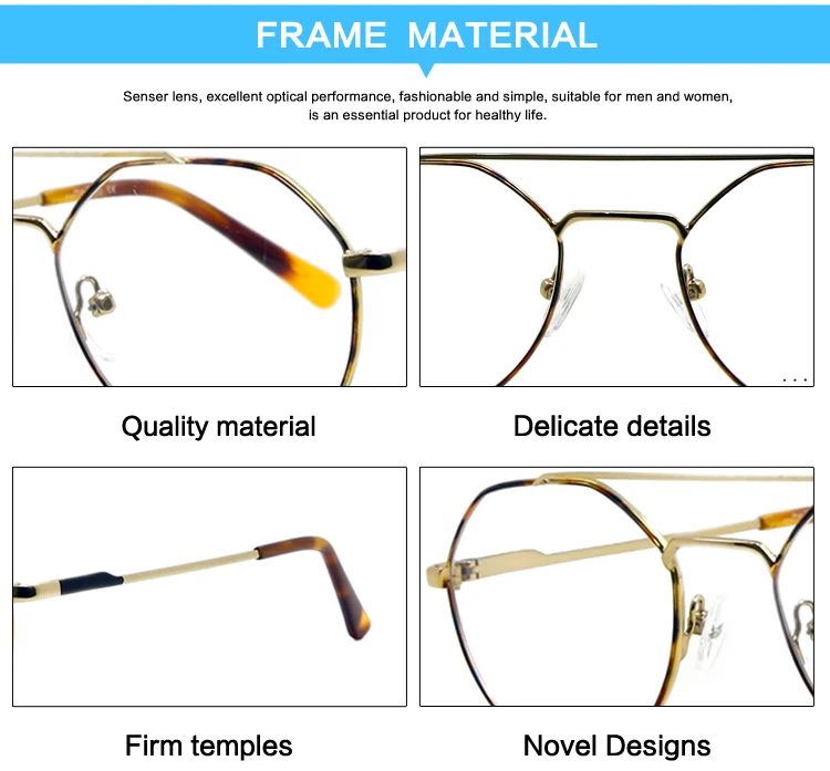 96116 round metal frame double bridges optical frames monturas