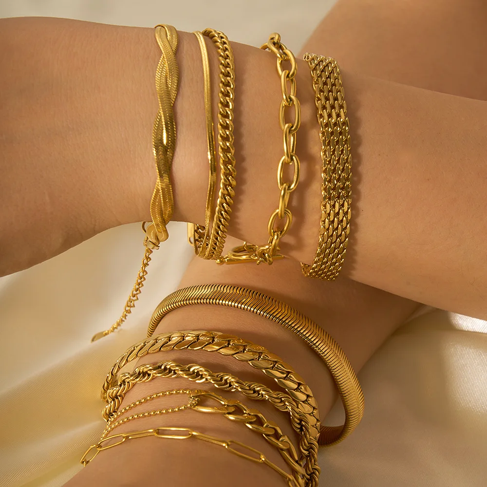 Punk Chain Jewelry Retro gold plated wide bracelet 18K Gold Plated Stainless Steel link Chain bracelet Cuban chain bracelets
Punk Chain Jewelry Retro gold plated wide bracelet 18K Gold Plated Stainless Steel link Chain bracelet Cuban chain bracelets