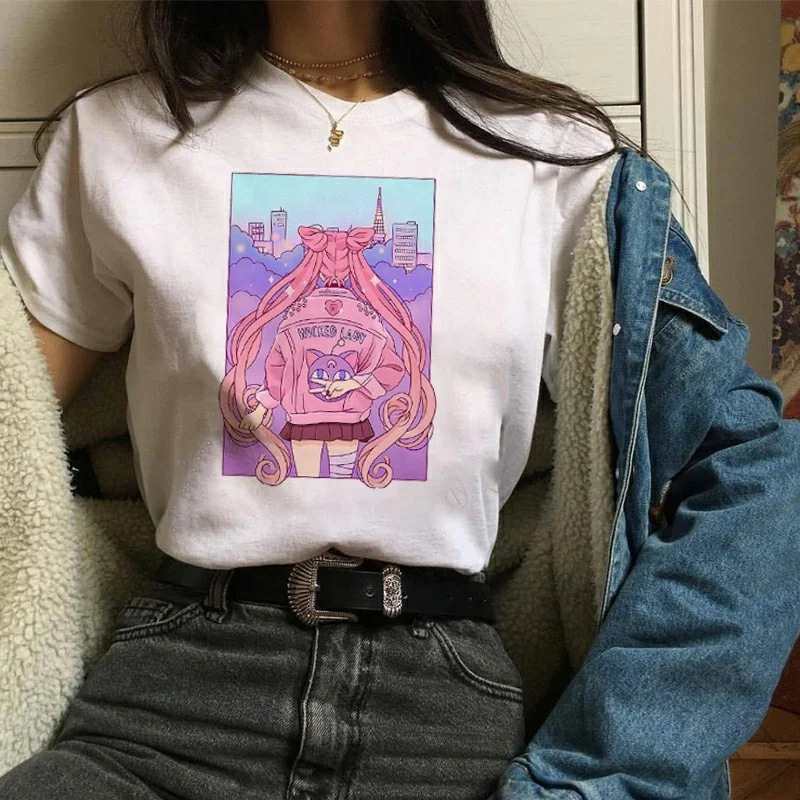 Sailor Moon Short Sleeve Shirt Women T-Shirt For Female Funny Tees Clothes Customized, Picture 
Sailor Moon Short Sleeve Shirt Women T-Shirt For Female Funny Tees Clothes Customized, Picture