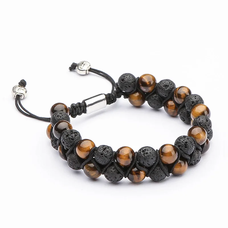 Natural Stone Tiger Eye Volcanic Stone Double Row Bracelet Woven Adjustable Double Layer Beads Bracelet
Natural Stone Tiger Eye Volcanic Stone Double Row Bracelet Woven Adjustable Double Layer Beads Bracelet