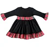 Dropshipping bulk wholesale kids clothing christmas black and red plaid dress cotton baby girl clothes