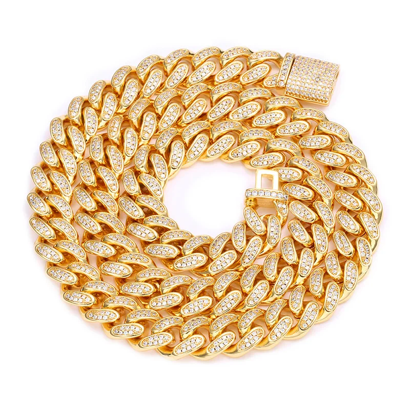 Fashion Hip Hop Luxury Cuban Link Chain 925 Sterling Silver Luxury Cuban Chain 12mm Iced Out Cuban Chain Necklace Jewelry, White gold/ gold
Fashion Hip Hop Luxury Cuban Link Chain 925 Sterling Silver Luxury Cuban Chain 12mm Iced Out Cuban Chain Necklace Jewelry, White gold/ gold