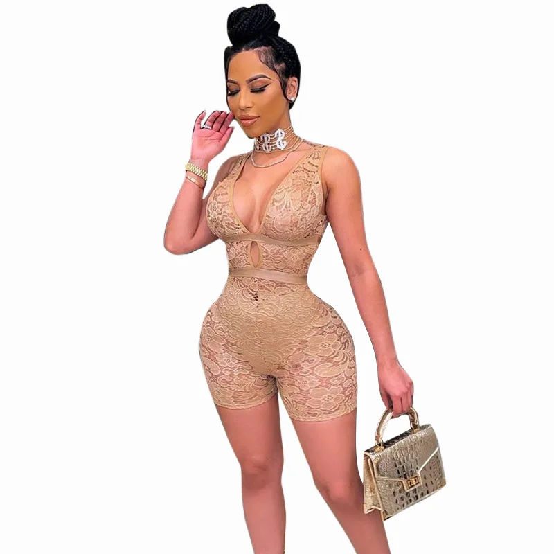 2021 New Arrivals Sexy See-through Lace Jumpsuit Solid Hollow Out Backless Sleeveless Women's Short Jumpsuit
2021 New Arrivals Sexy See-through Lace Jumpsuit Solid Hollow Out Backless Sleeveless Women's Short Jumpsuit