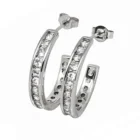 Hoop Earrings Luxurious 20MM CZ Channel Setting Half Silver Hoop Earrings Women