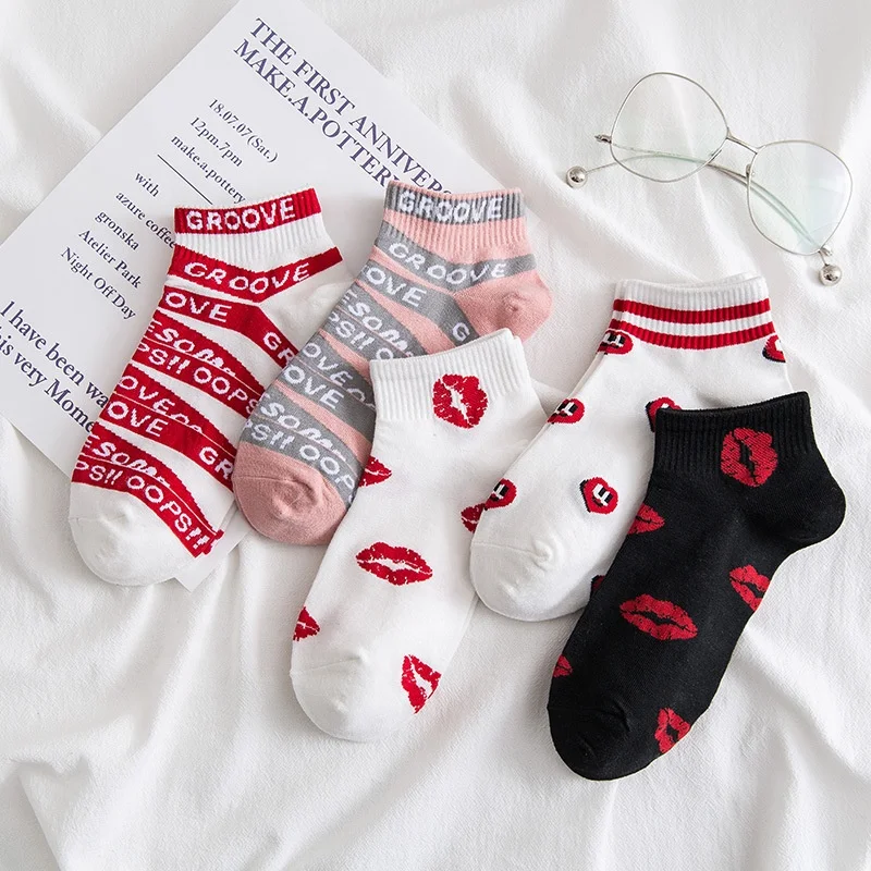 Red Pink Hot Lip Printed Cute Love Women Cotton Ankle Valentine Day Socks, 5 colors
Red Pink Hot Lip Printed Cute Love Women Cotton Ankle Valentine Day Socks, 5 colors