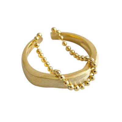 Gold Plated Round Bead Chain Double Layer Ring Opening 925 Sterling Silver Ring Women Jewelry, As picture
Gold Plated Round Bead Chain Double Layer Ring Opening 925 Sterling Silver Ring Women Jewelry, As picture