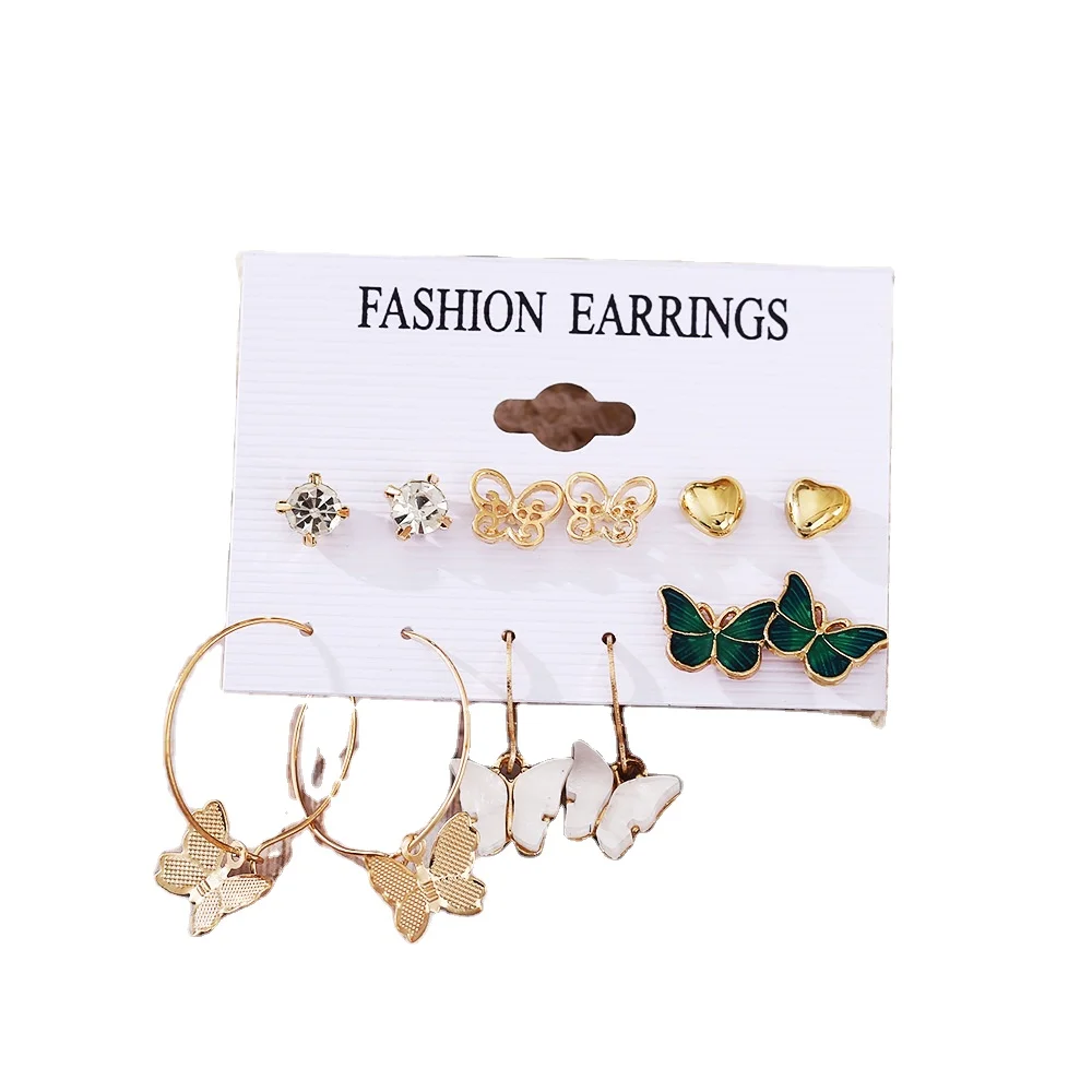New Product Fashion Golden Jewelry Ladies Drop Earring Set 6 pairs of creative simple acrylic butterfly love earring set, Gold
New Product Fashion Golden Jewelry Ladies Drop Earring Set 6 pairs of creative simple acrylic butterfly love earring set, Gold
