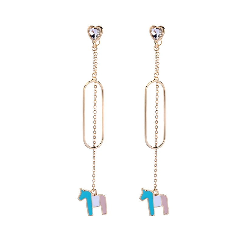 ed00578c Creative Design Colorful Cute Horse Animal Dangle Gold Enamel Detachable Crystal Drop Long Pendant Earrings
ed00578c Creative Design Colorful Cute Horse Animal Dangle Gold Enamel Detachable Crystal Drop Long Pendant Earrings