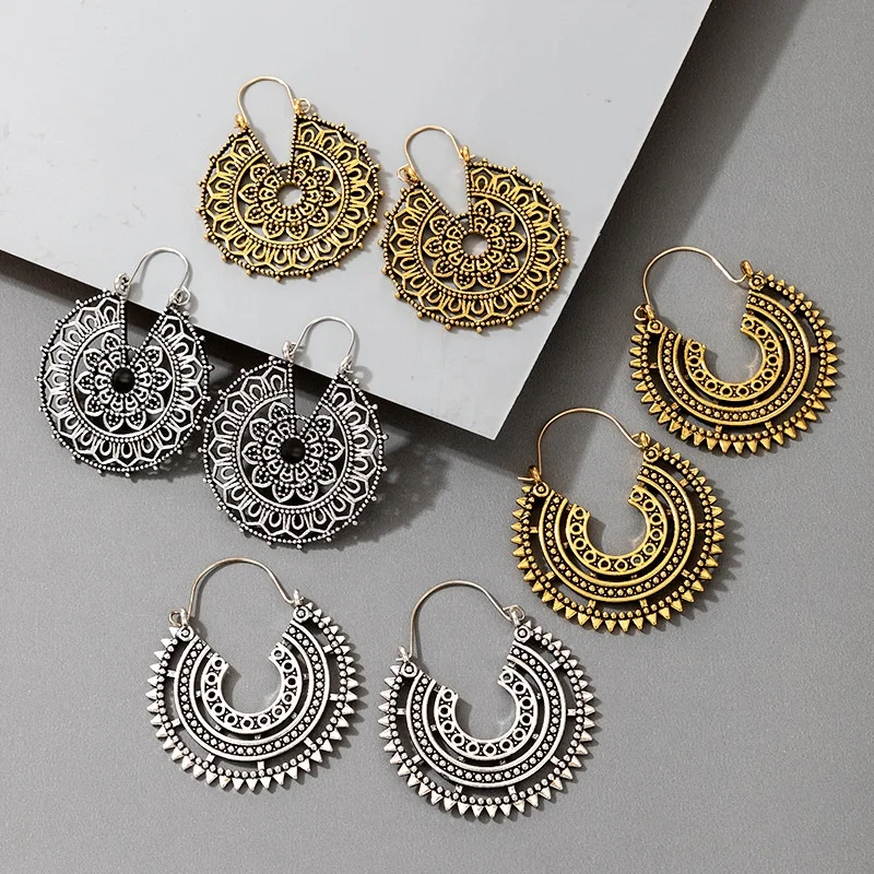 Kaimei AliExpress fashion jewelry retro ethnic style geometric retro earrings round hollow carved alloy hoop earrings female, Many colors fyi
Kaimei AliExpress fashion jewelry retro ethnic style geometric retro earrings round hollow carved alloy hoop earrings female, Many colors fyi