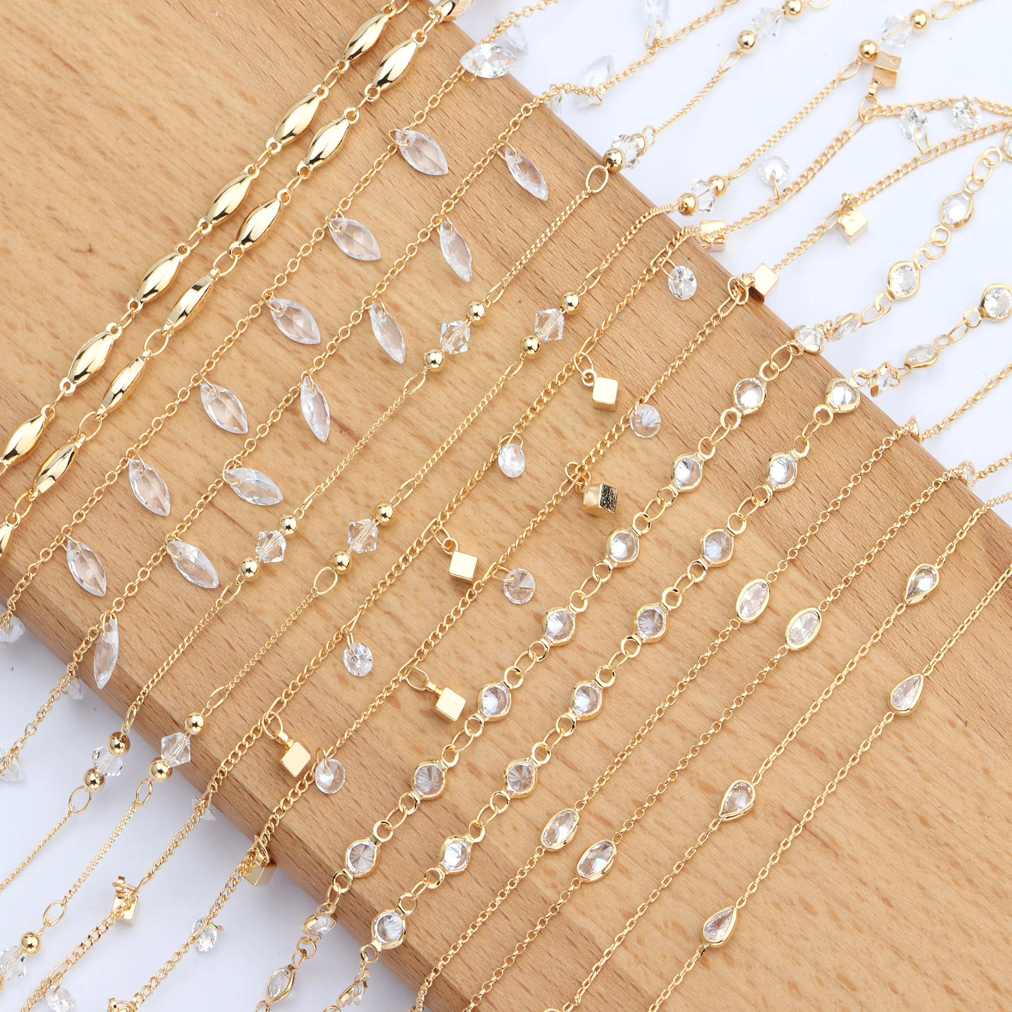 Simple Thin Chain 18K Gold Plated Zircon Diy Necklace Chain Women Jewelry Making C62
Simple Thin Chain 18K Gold Plated Zircon Diy Necklace Chain Women Jewelry Making C62