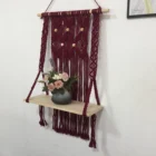 Handmade China Manufacturer Factory Direct Handmade Hanging Bohemian Macrame Wall Shelf With