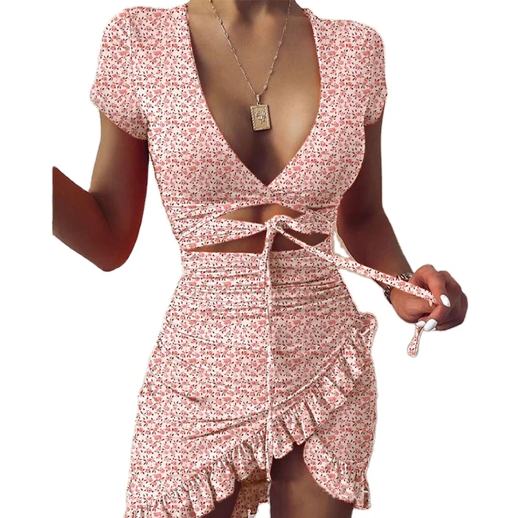 Women Bandage Blooming Floral Print Ruffles Irregular Dress Mini Dress Elegant Fashion Chic Dress
Women Bandage Blooming Floral Print Ruffles Irregular Dress Mini Dress Elegant Fashion Chic Dress