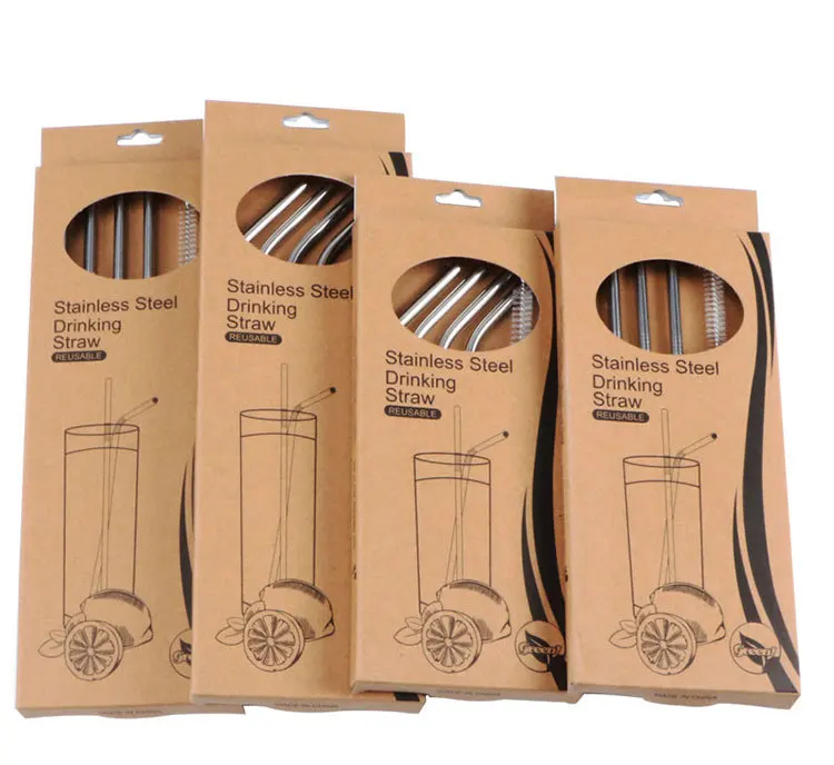 304 stainless steel metal straw 4pcs set with brush eco friendly straw set with box, Sliver
304 stainless steel metal straw 4pcs set with brush eco friendly straw set with box, Sliver