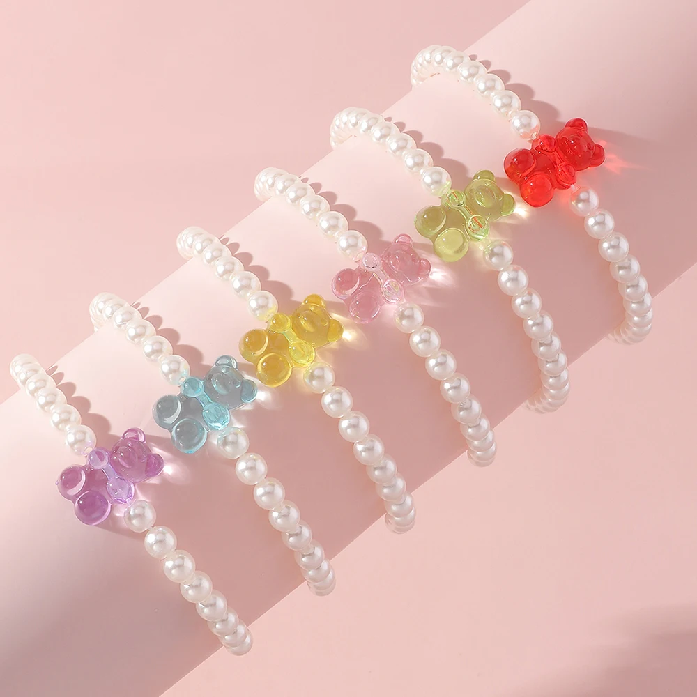 6pcs/set Wholesale Fashion Colourful Bear Charm Bracelet Pearl Bracelet Set For Girls
6pcs/set Wholesale Fashion Colourful Bear Charm Bracelet Pearl Bracelet Set For Girls