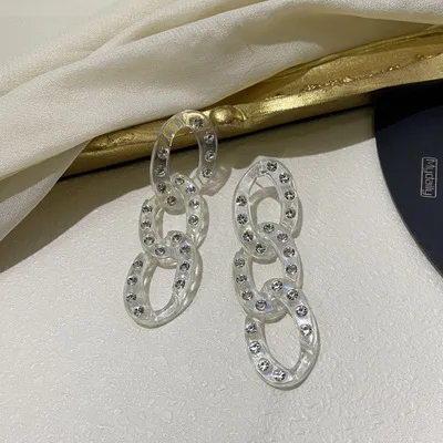 Diamond Acrylic Transparent Chain Tassel Earrings Female 2021 Long fashion stud Earrings, As the picture show
Diamond Acrylic Transparent Chain Tassel Earrings Female 2021 Long fashion stud Earrings, As the picture show