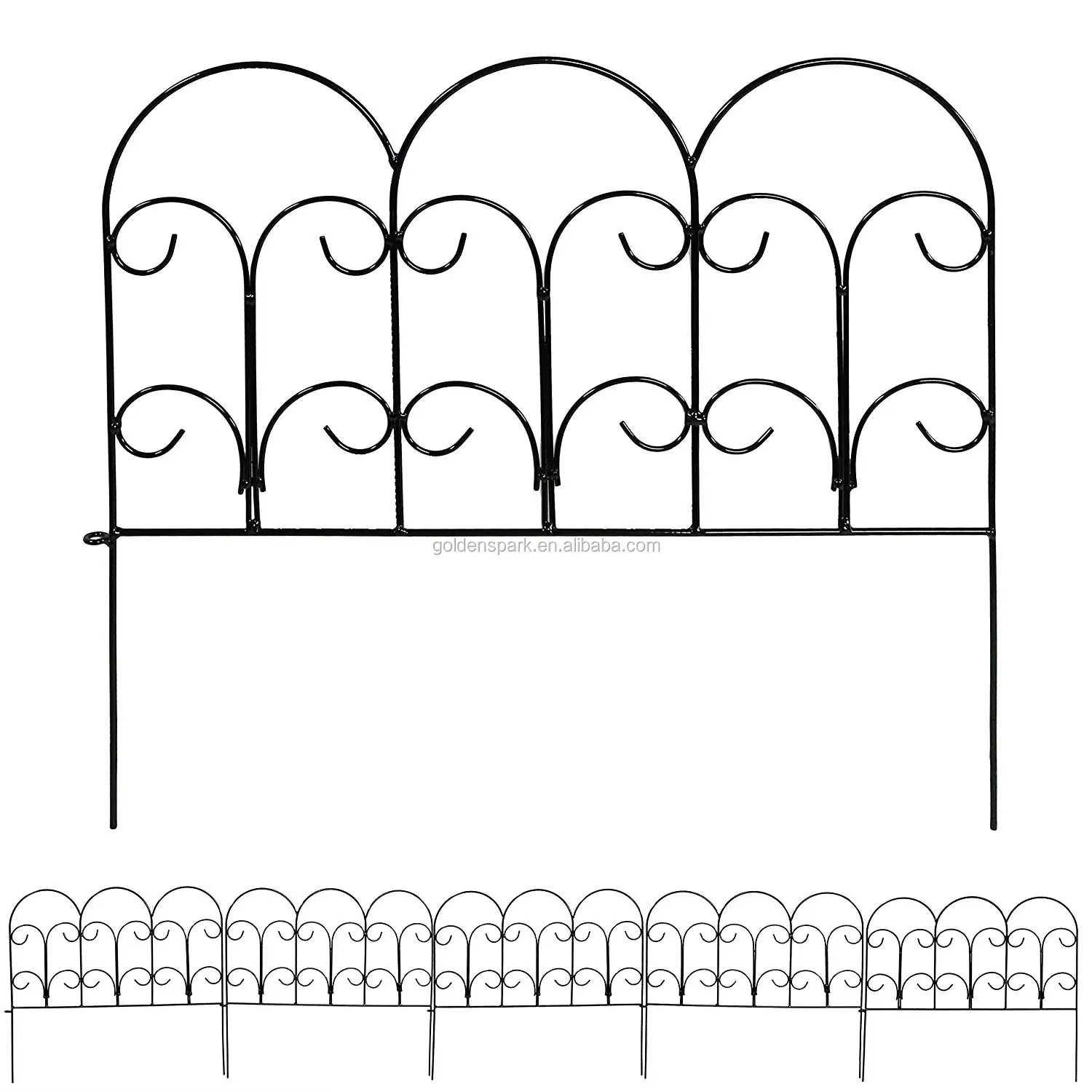 5 件维多利亚边境围栏套装,装饰金属花园围栏, 每件 16 英寸 × 18