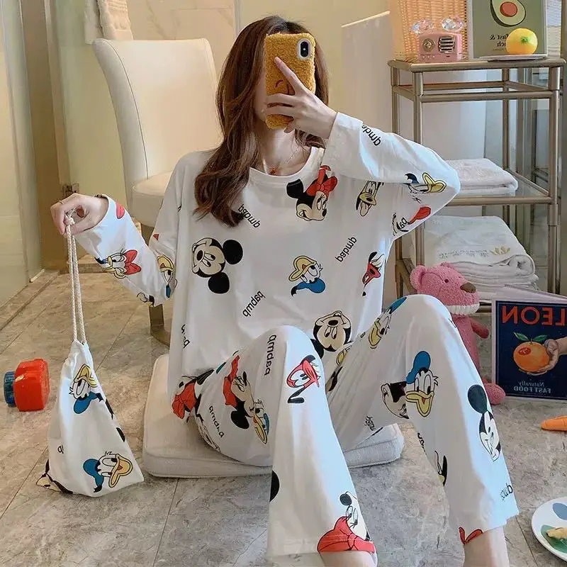 Summer Milk Silk Sleepwear Skirt Round Neck Cartoon Cute Printing Women Long Sleeve Pajamas
Summer Milk Silk Sleepwear Skirt Round Neck Cartoon Cute Printing Women Long Sleeve Pajamas