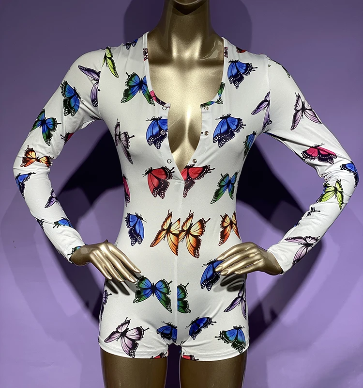 Wholesale long sleeve onesies adult sexy printing butterfly onesies, Customized color
Wholesale long sleeve onesies adult sexy printing butterfly onesies, Customized color