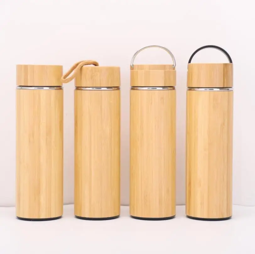 

Sustainable Bamboo Tea Tumbler with Tea Infuser 15oz Keeps Hot & Cold Bamboo Cup Thermos Vacuum Insulated Flask Water Bottle