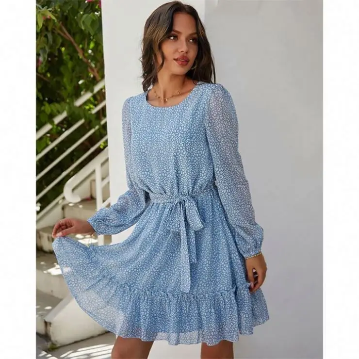Latest Design Women'S Summer Long Sleeve Ruffle Floral Dress Sexy O Neck High Waist Layer Short Mini Dress
Latest Design Women'S Summer Long Sleeve Ruffle Floral Dress Sexy O Neck High Waist Layer Short Mini Dress