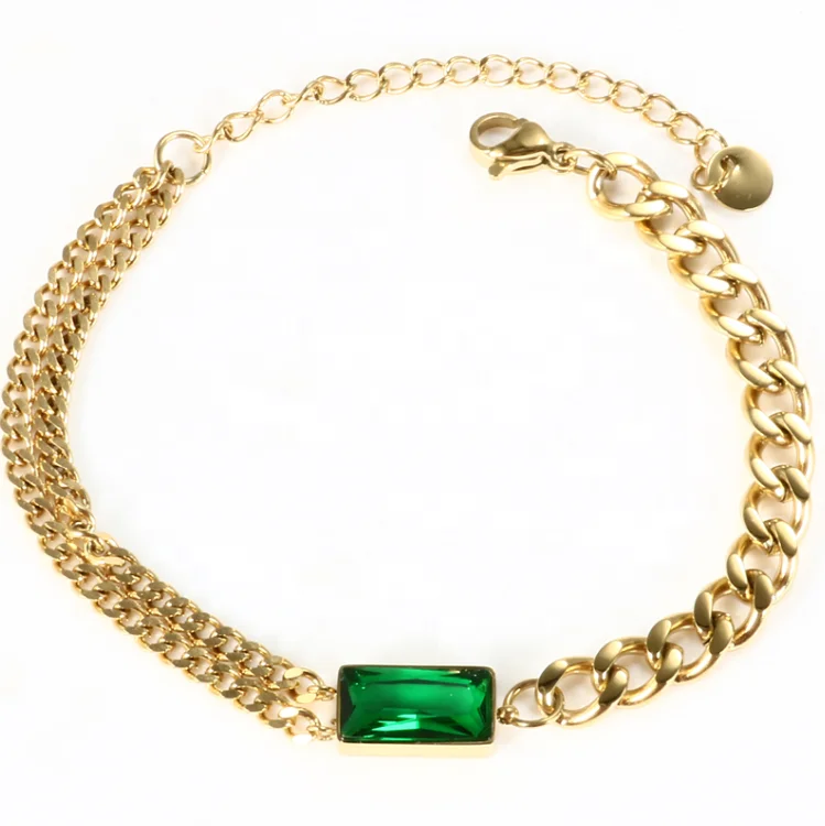 Trendy Gold Plated Emerald Gemstone Cuban Link Chain Necklace Bracelet For Women Men Stainless Steel CZ Stone Jewelry Set, Gold/silver/rose gold
Trendy Gold Plated Emerald Gemstone Cuban Link Chain Necklace Bracelet For Women Men Stainless Steel CZ Stone Jewelry Set, Gold/silver/rose gold