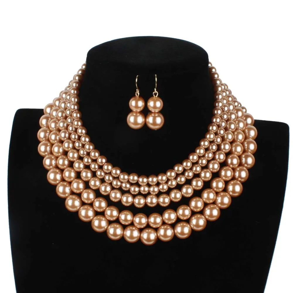 Fashion pearls jewelry sets customize pearls jewelry set multi layer pearls Necklace and earrings set T7510
Fashion pearls jewelry sets customize pearls jewelry set multi layer pearls Necklace and earrings set T7510