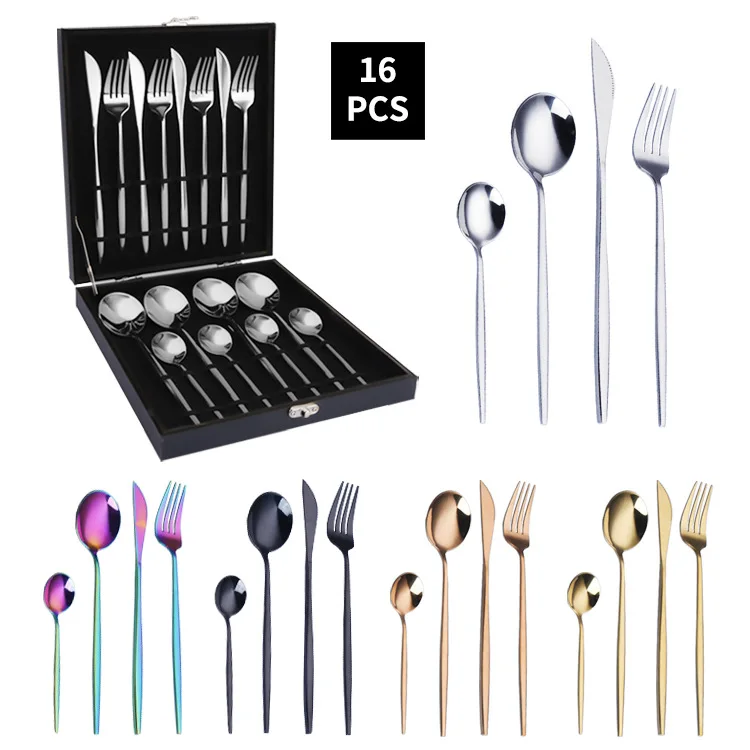 Luxury Nordic High Quality Stainless Steel Gold Flatware 12/16pcs/24pcs Matte Gold Cutlery Set Wooden Box
Luxury Nordic High Quality Stainless Steel Gold Flatware 12/16pcs/24pcs Matte Gold Cutlery Set Wooden Box