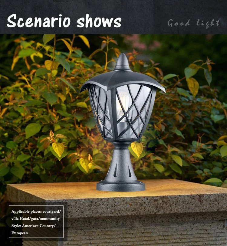 Grid Atmosphere Exterior Garden Decoration Waterproof IP54 Pillar Lights