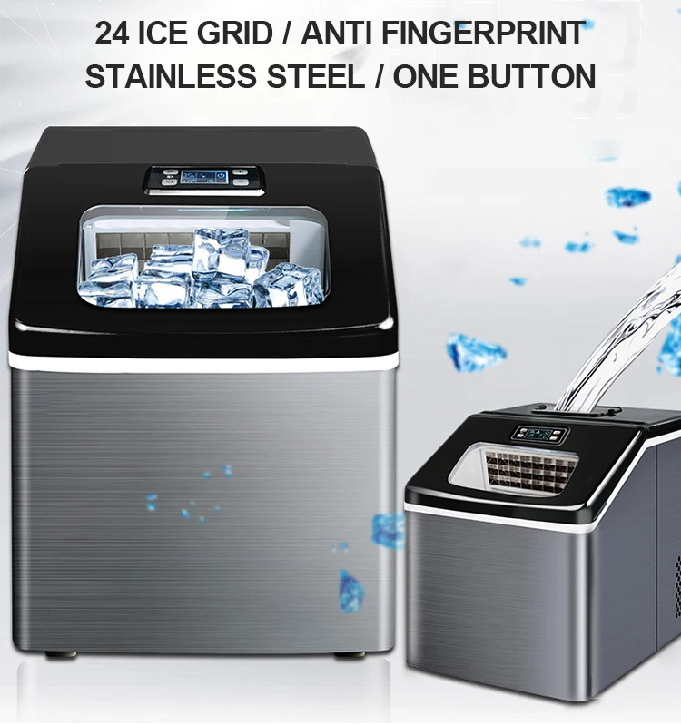 25kg domestic and commercial ice maker 24 gauge anti fingerprint stainless steel ice maker