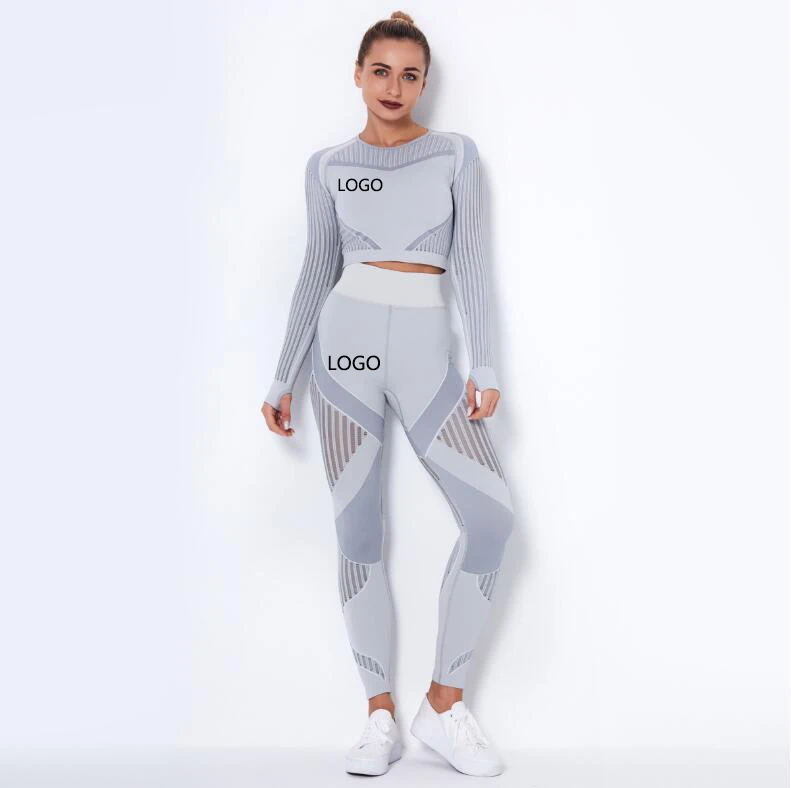 Stylish Seamless Knitted Quick-drying Clothes Sports Yoga Clothing Suit Striped Hollow Fitness Two Piece Suit In Stock, As picture
Stylish Seamless Knitted Quick-drying Clothes Sports Yoga Clothing Suit Striped Hollow Fitness Two Piece Suit In Stock, As picture