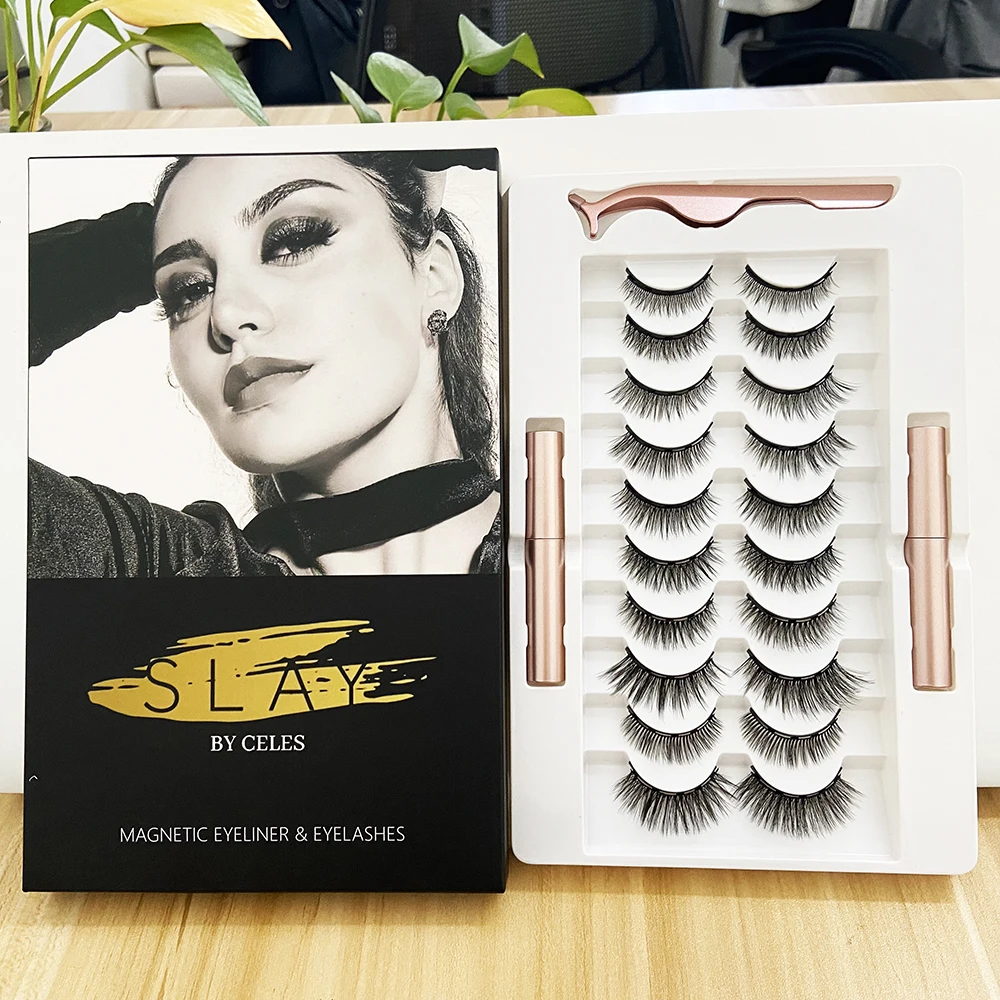 

free sample 3D natural soft magnetic lash wholesale private label magnet eye lashes with magnetic eyeliner