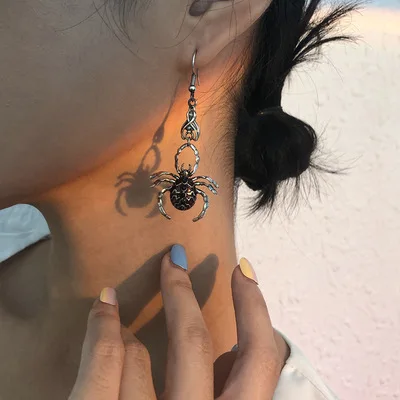 Halloween Earrings Rhinestones Hook Dangle Earrings Black Hanging Spider Earrings, Silver
Halloween Earrings Rhinestones Hook Dangle Earrings Black Hanging Spider Earrings, Silver