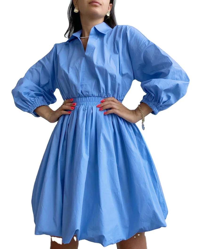 New 2022 Ladies Dresses Puff Sleeve Solid Color V-neck 100%cotton Women Elegant Office Shirt Dress
New 2022 Ladies Dresses Puff Sleeve Solid Color V-neck 100%cotton Women Elegant Office Shirt Dress