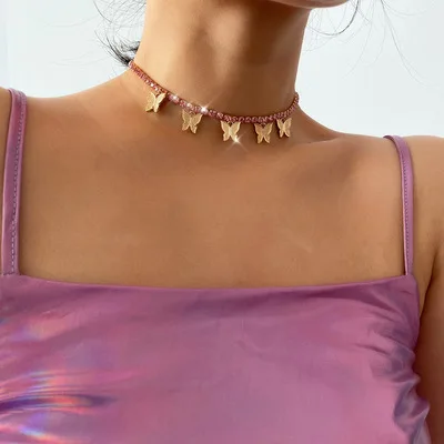 Fashion Summer Beach Women Necklace Gold Plated Choker Necklace Boho Crystal Butterfly Necklaces, As picture
Fashion Summer Beach Women Necklace Gold Plated Choker Necklace Boho Crystal Butterfly Necklaces, As picture