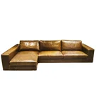 Latest Living Room Modern Chaise Sectional Sofa Set Design Genuine Leather Sofa