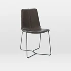 Modern Dining Room PU Leather Chairs Black Painted Metal Legs Luxury Dining Chair