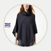 New design oversized turtleneck sweater knitted alpaca lurex blend ponchos for women